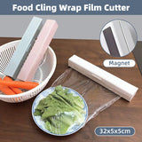 Plastic Food Wrap Dispenser Cutter Foil Cling Film Storage Holder Box Kitchen - Pink