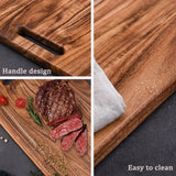 Large Hardwood Chopping Cutting Board Kitchen Steak Deli Meat Food Household - 45-Degree Angle