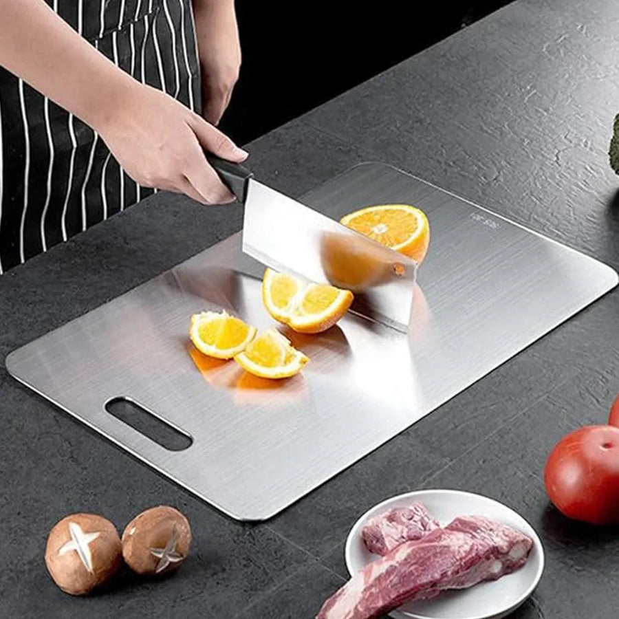 Double-Sided Stainless Steel Cutting Board Household Kitchen Chopping Board - 46x30cm