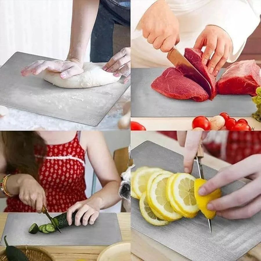 Double-Sided Stainless Steel Cutting Board Household Kitchen Chopping Board - 46x30cm