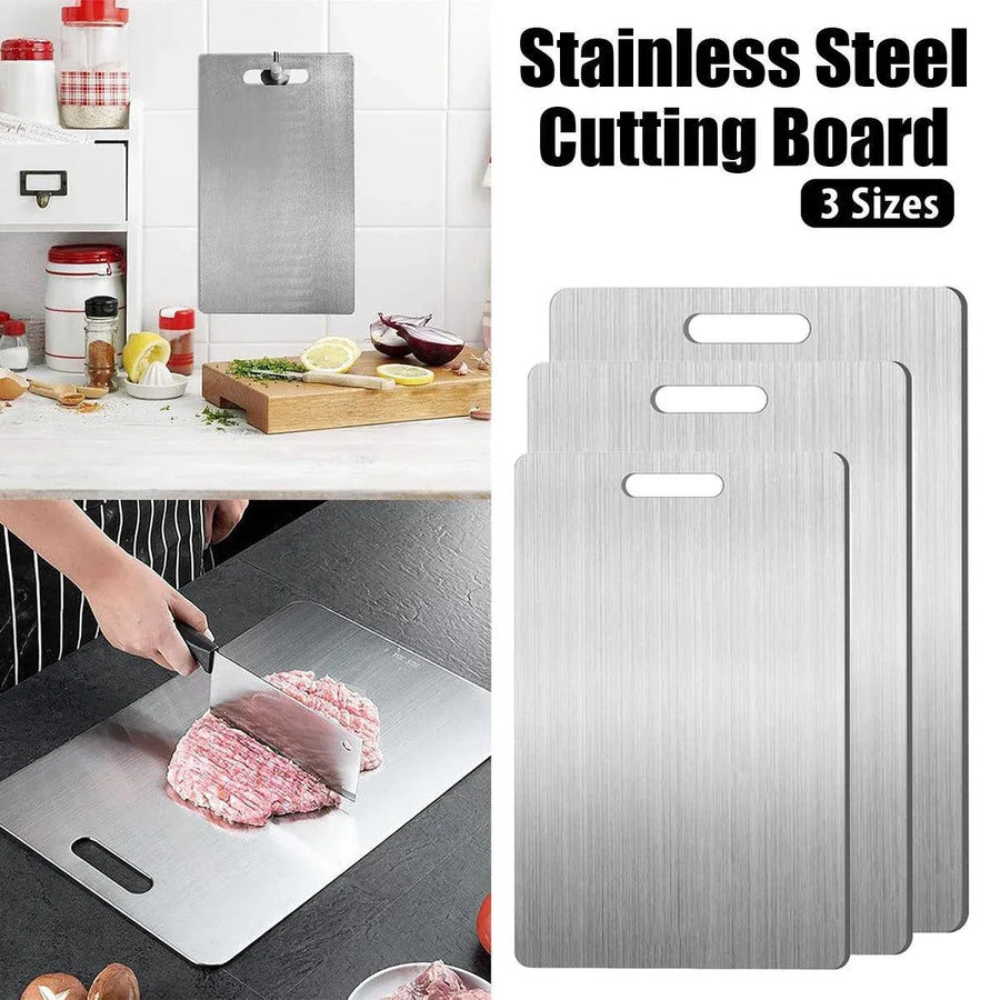 Double-Sided Stainless Steel Cutting Board Household Kitchen Chopping Board - 46x30cm