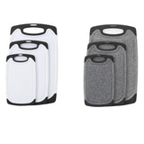 3pcs Wheat Straw Plastic Cutting Board Set Chopping Board Kitchen - White - Front View