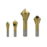 4PCS HSS Countersink Chamfer Drill Bit Set Titanium Coated Deburring Tools - Front View
