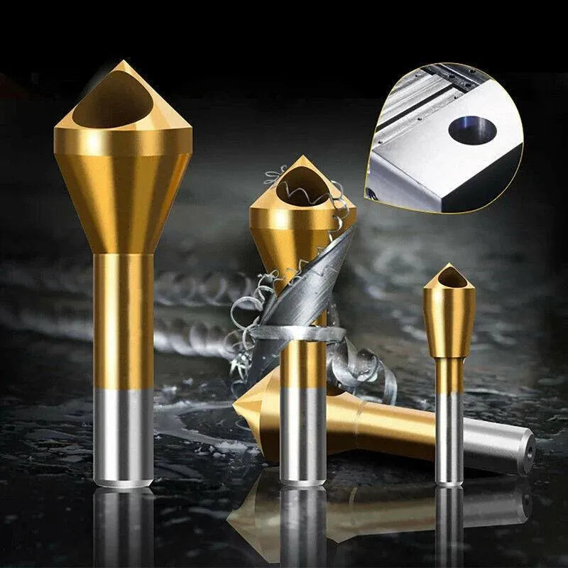 4PCS HSS Countersink Chamfer Drill Bit Set Titanium Coated Deburring Tools