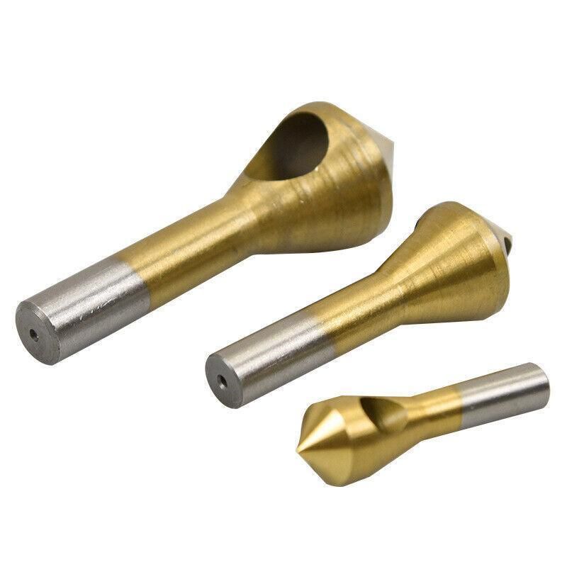 4PCS HSS Countersink Chamfer Drill Bit Set Titanium Coated Deburring Tools