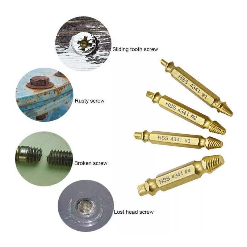 6Pcs Screw Extractor Set Broken Bolt Remover Damaged Stripped Drill Bits