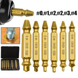 6Pcs Screw Extractor Set Broken Bolt Remover Damaged Stripped Drill Bits - Rear View
