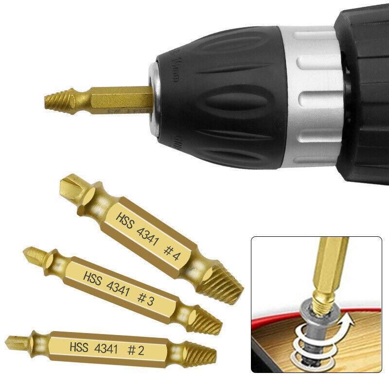 6Pcs Screw Extractor Set Broken Bolt Remover Damaged Stripped Drill Bits