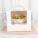 8 Inch Cake Box with Window Paper Packaging Box Handle for Party Wedding Bakery - 10PCS - Side View