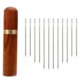 Stainless Steel Self-Threading Needles Opening Sewing Darning Needles 12/24 Pcs - 12PCS - Front View