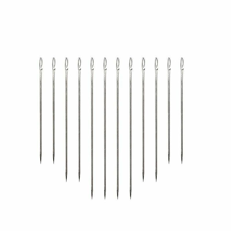 Stainless Steel Self-Threading Needles Opening Sewing Darning Needles 12/24 Pcs - 12PCS