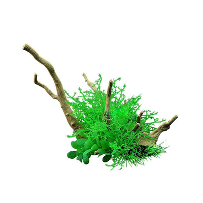 Aquarium Landscaping Decoration Artificial Wood and Plants Fish Tank Ornament - CM2402-Green