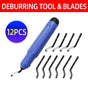 12PCS Manual Deburring Tool Set with Swivel Handle and Replacement Blades