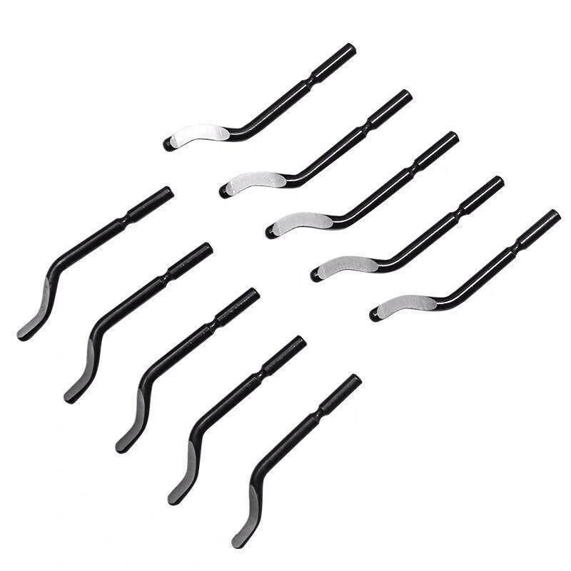 12PCS Manual Deburring Tool Set with Swivel Handle and Replacement Blades