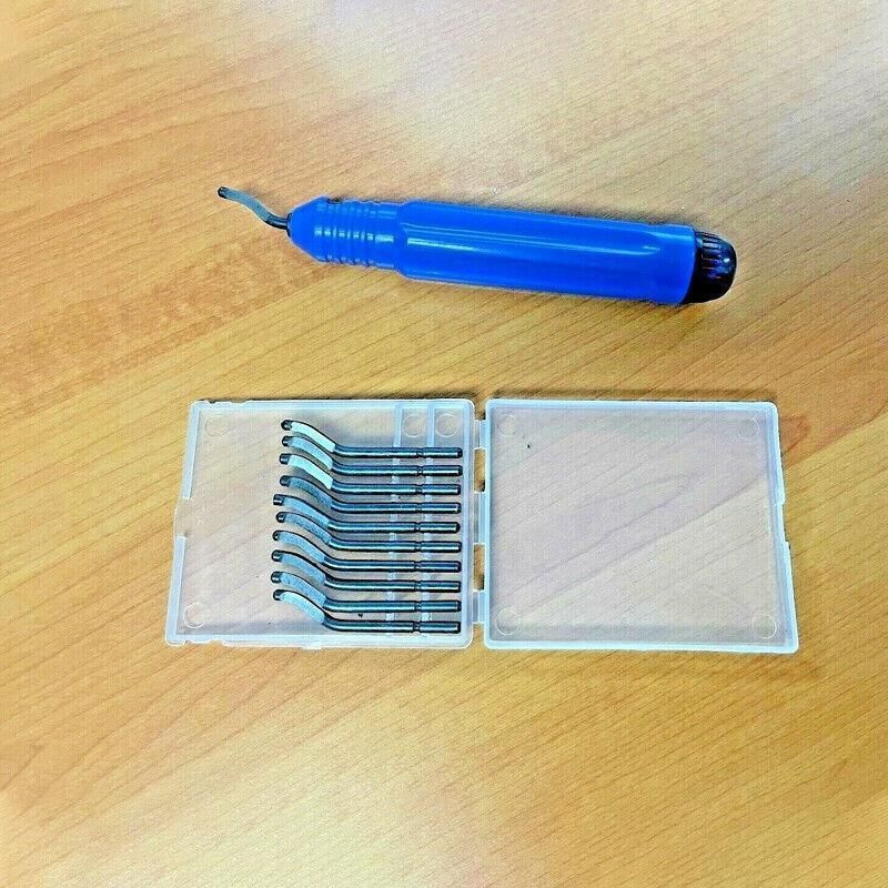 12PCS Manual Deburring Tool Set with Swivel Handle and Replacement Blades