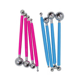 4X Fondant Cake Flower Decorating Clay Sugarcraft Ball Engraved Embossing Stick - Blue - Front View