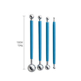 4X Fondant Cake Flower Decorating Clay Sugarcraft Ball Engraved Embossing Stick - Blue - Side View