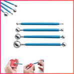 4X Fondant Cake Flower Decorating Clay Sugarcraft Ball Engraved Embossing Stick - Blue
