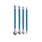 4X Fondant Cake Flower Decorating Clay Sugarcraft Ball Engraved Embossing Stick - Blue