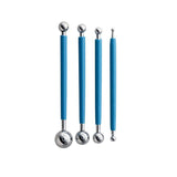 4X Fondant Cake Flower Decorating Clay Sugarcraft Ball Engraved Embossing Stick - Blue - Rear View