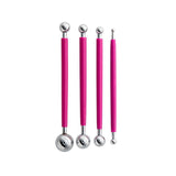 4X Fondant Cake Flower Decorating Clay Sugarcraft Ball Engraved Embossing Stick - Hot pink - Close-Up Angle