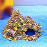 Aquarium Decoration Pineapple House Hideout Treasure Chest Fish Tank Ornament - 45-Degree Angle