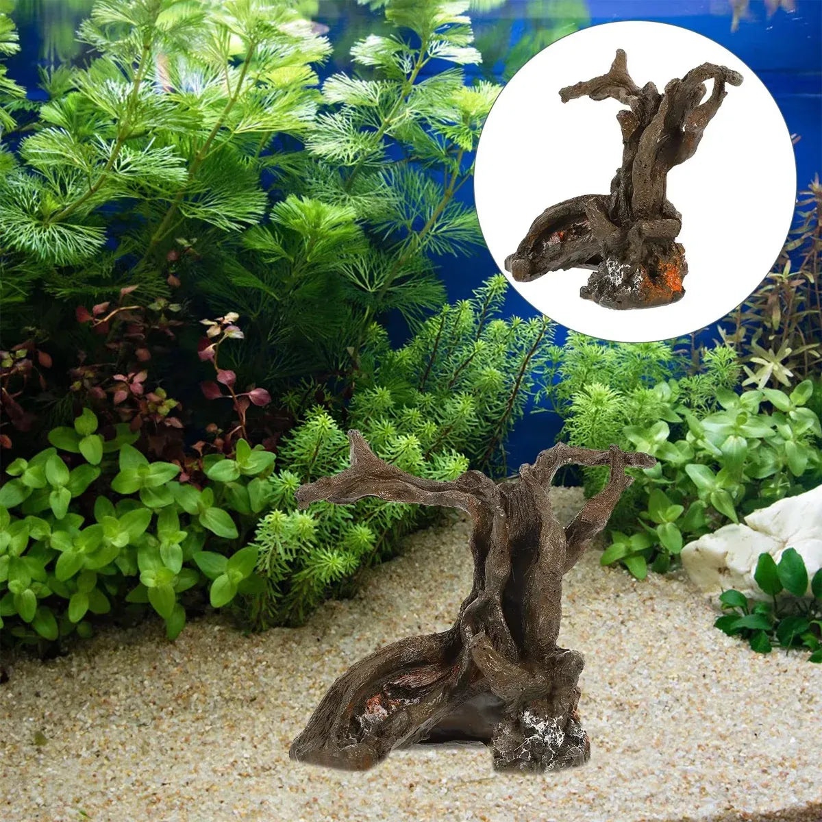 Aquarium Decor Artificial Resin Driftwood Craft Realistic Fish Tank Ornament