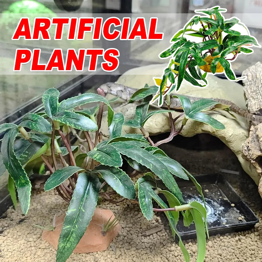 Artificial Plants Green Simulation Foliage for Pet Habitat Decoration Ornament