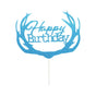Happy Birthday Cake Topper Colour Printed Acrylic Party Decorations - Blue-Deer