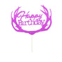 Happy Birthday Cake Topper Colour Printed Acrylic Party Decorations - Rose Red-Deer