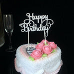 Happy Birthday Cake Topper Colour Printed Acrylic Party Decorations - Rose Red-Deer