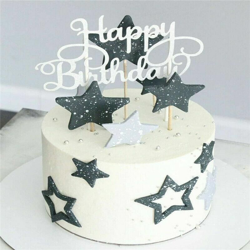 Happy Birthday Cake Topper Colour Printed Acrylic Party Decorations - Rose Red-Deer