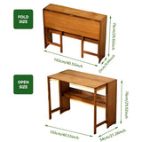 Bamboo Folding Student Desk Study Table Space Saving Storage - Side View