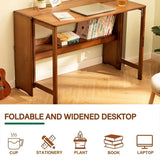 Bamboo Folding Student Desk Study Table Space Saving Storage - Extra Image
