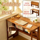 Bamboo Folding Student Desk Study Table Space Saving Storage - Extra Image