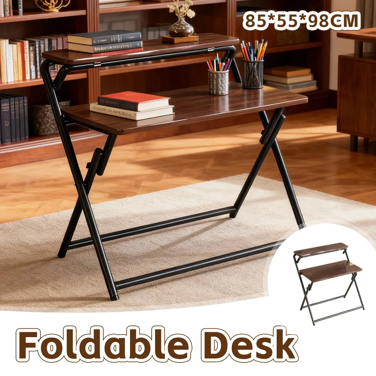 Portable Folding Desk Table X-Shaped Stable for Home Office Study