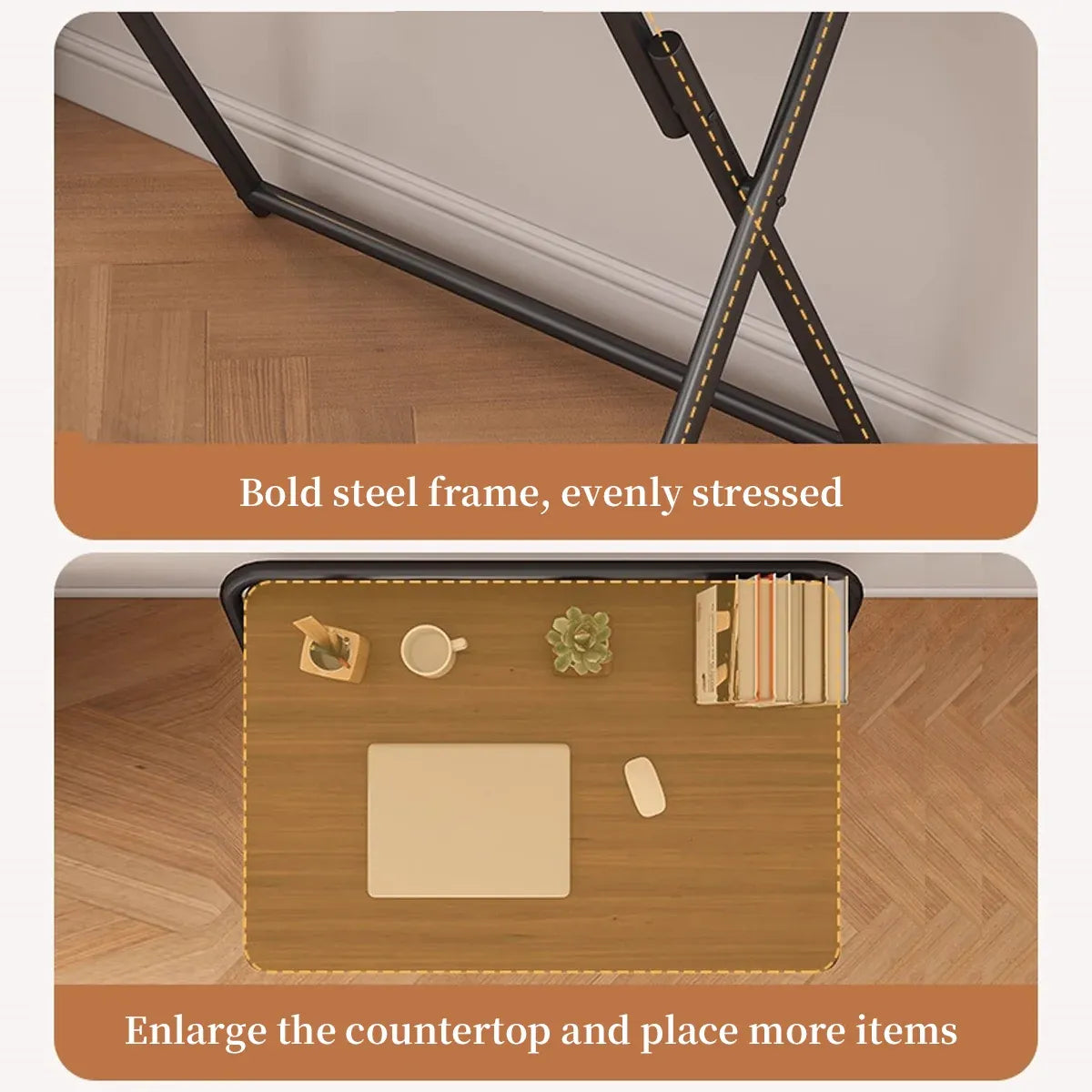 Portable Folding Desk Table X-Shaped Stable for Home Office Study