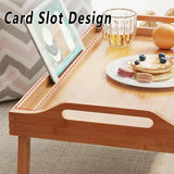 Small Folding Bed Table Portable Laptop Desk Flat Storage Tray for Home Office - 45-Degree Angle