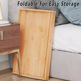 Small Folding Bed Table Portable Laptop Desk Flat Storage Tray for Home Office - Rear View