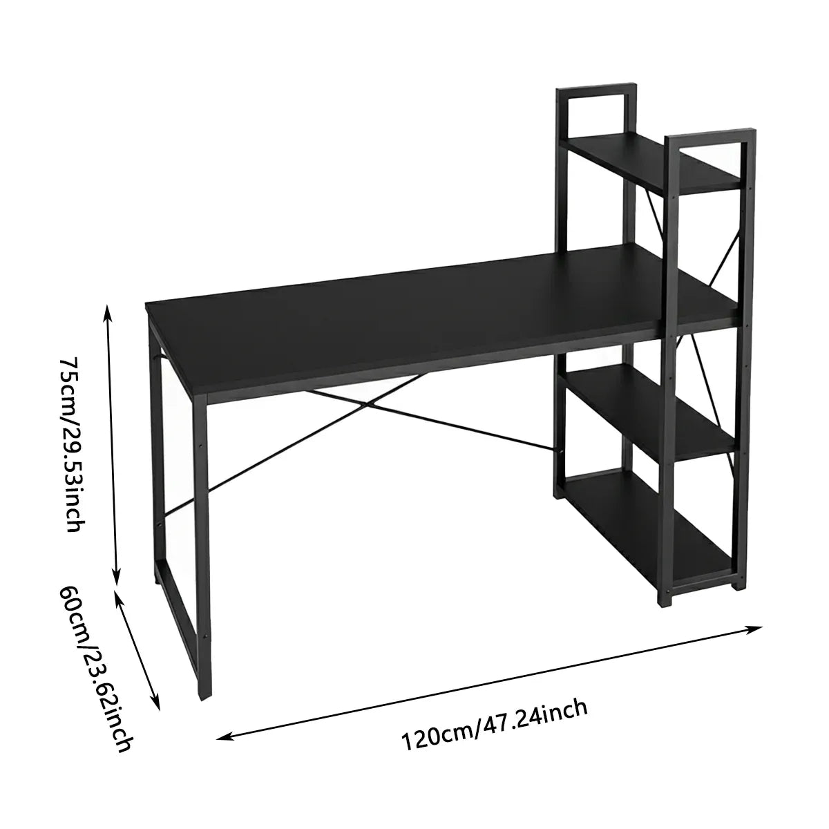 Minimalist Home Computer Desk with Shelves Study Workstation