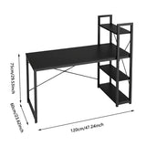 Minimalist Home Computer Desk with Shelves Study Workstation - Side View