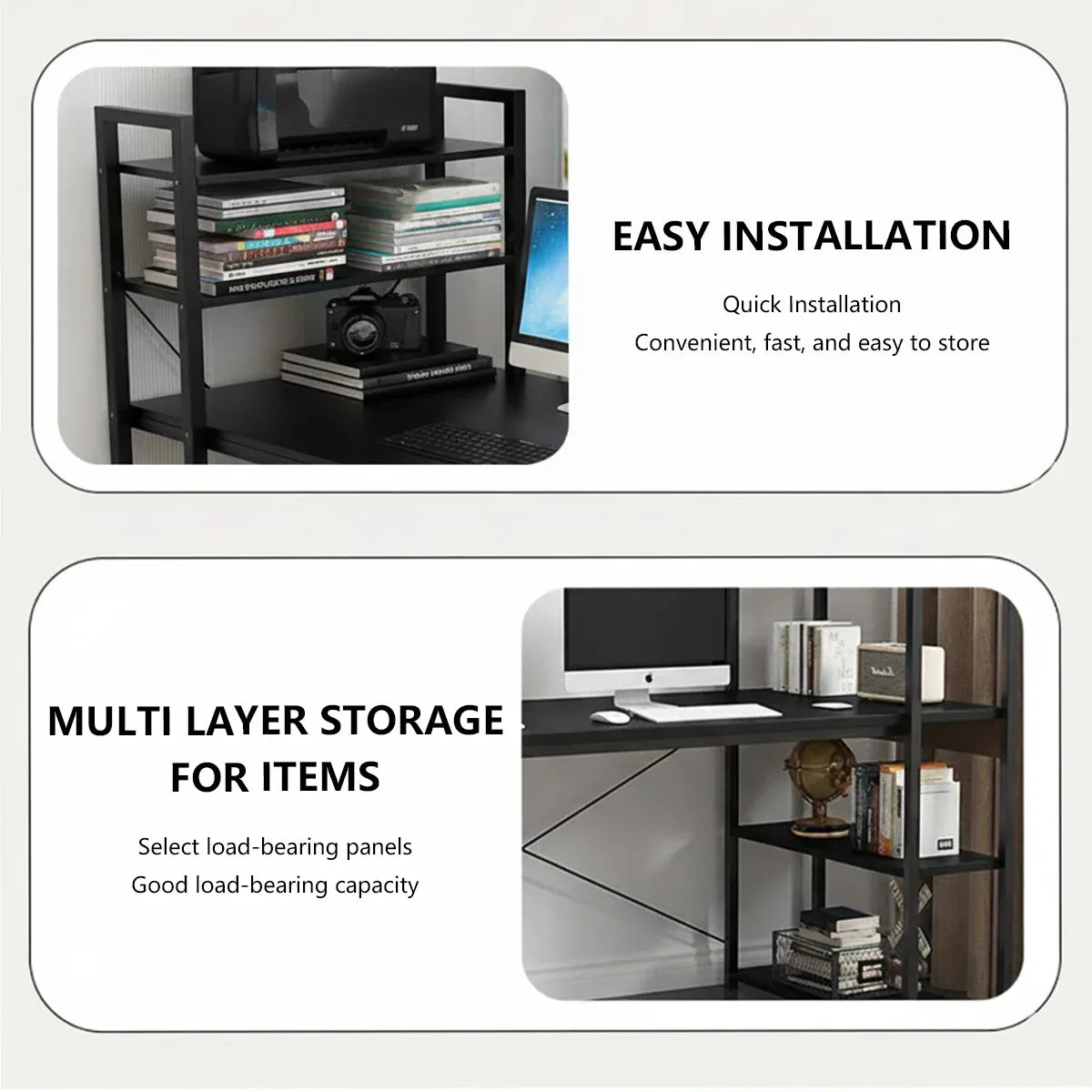 Minimalist Home Computer Desk with Shelves Study Workstation