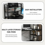 Minimalist Home Computer Desk with Shelves Study Workstation - Rear View