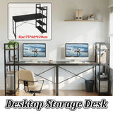 Minimalist Home Computer Desk with Shelves Study Workstation - Low Angle