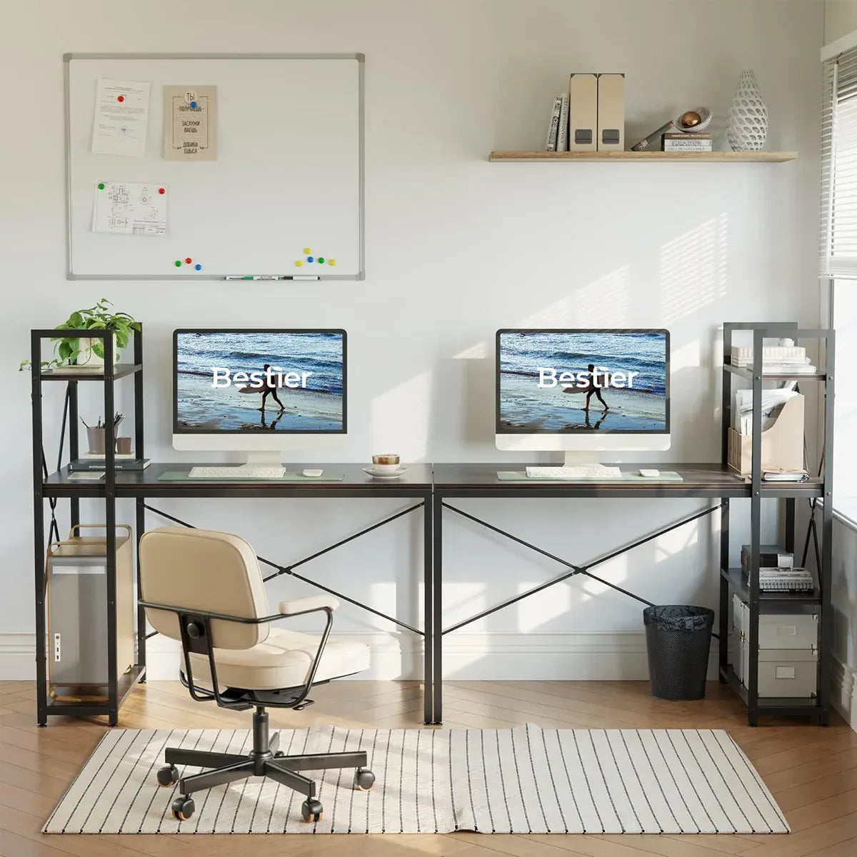 Minimalist Home Computer Desk with Shelves Study Workstation