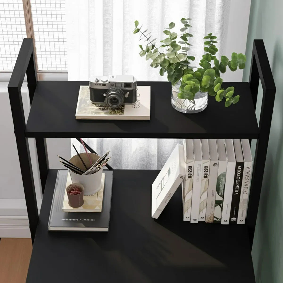 Minimalist Home Computer Desk with Shelves Study Workstation