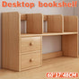 Natural-Finish Desktop Shelf with Two Drawers - 1 Piece