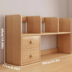 Natural-Finish Desktop Shelf with Two Drawers - 1 Piece
