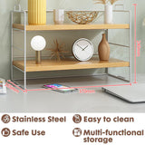 Double Layer Storage Shelf Desktop Organizer Cosmetics Stationery Rack for Desk - Side View