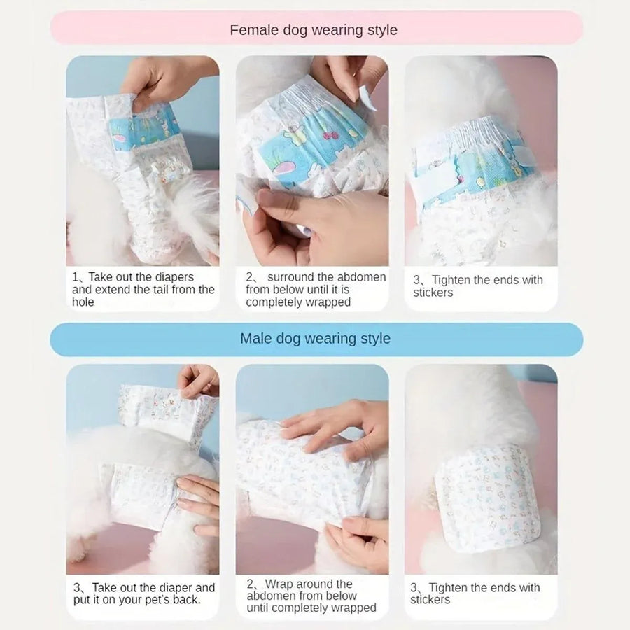 Dog Physiological Pants Pet Diaper Underwear for Hygiene and Incontinence Management - Male - L